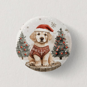 Labrador Retriever Christmas Dog 1 Inch Round Button