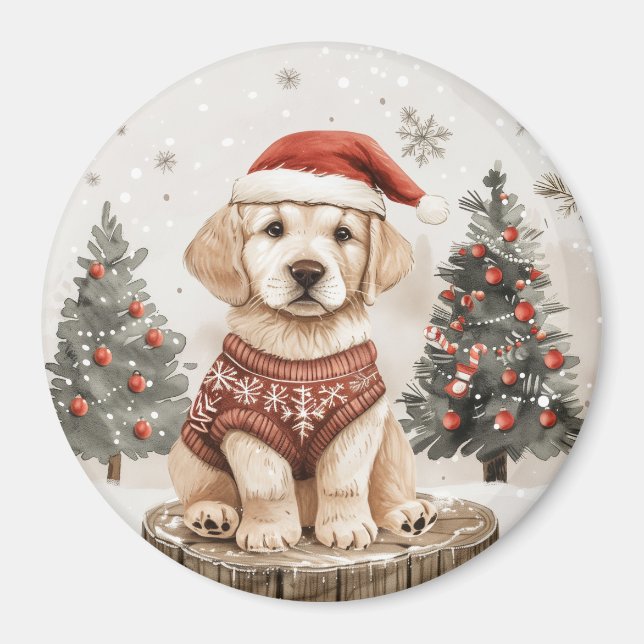 Labrador Retriever Christmas Dog Magnet (Front)