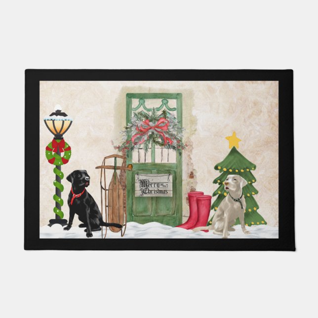 Labrador Retriever Christmas Doormat Door Mat (Front)
