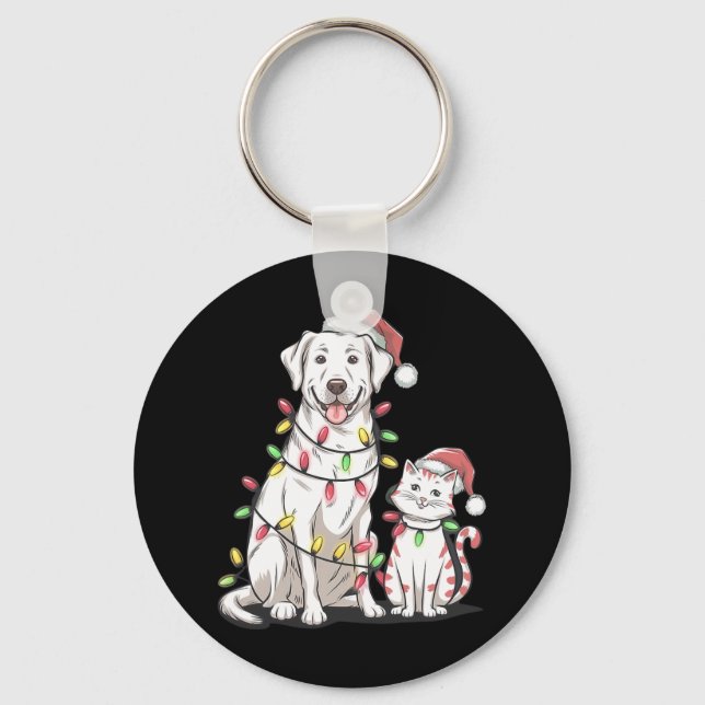 Labrador Retriever Christmas Festive Dog Cat Lover Keychain (Front)