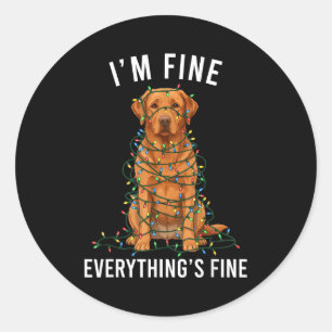 Labrador Retriever Christmas I'm Fine Everything I Classic Round Sticker