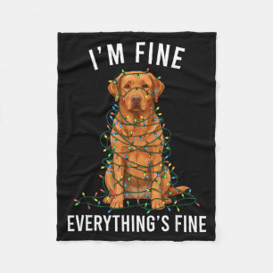 Labrador Retriever Christmas I'm Fine Everything I Fleece Blanket