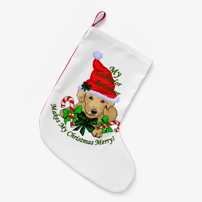 Labrador Retriever Christmas Merry Small Christmas Stocking (Front (Hanging))