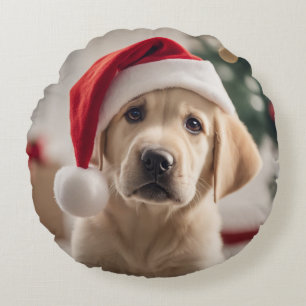 Labrador Retriever Christmas Round Pillow