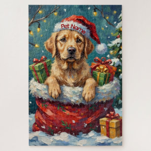 Labrador Retriever Christmas Santa Bag Adventure Jigsaw Puzzle