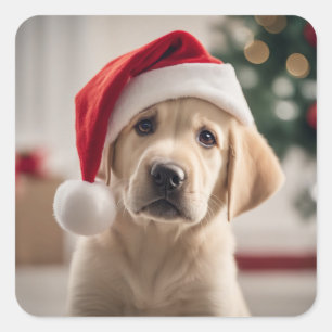 Labrador Retriever Christmas Square Sticker