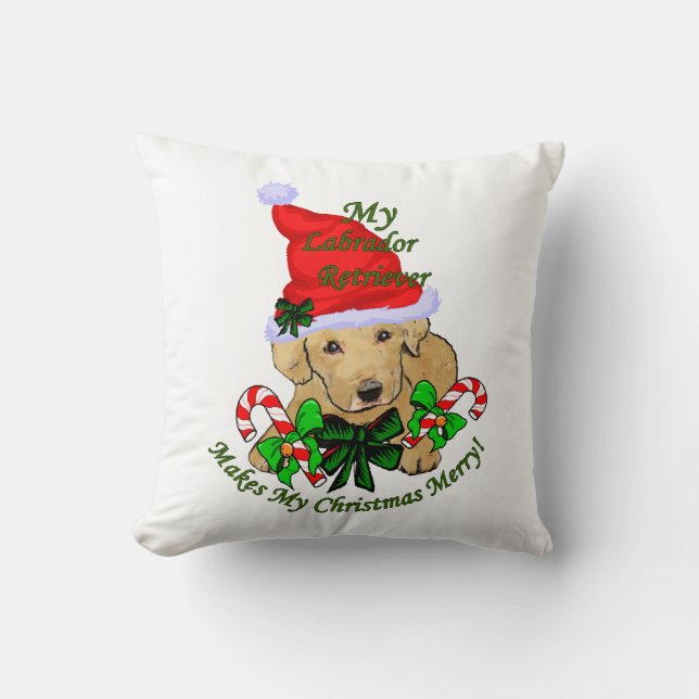 Labrador Retriever Christmas Throw Pillow (Front)