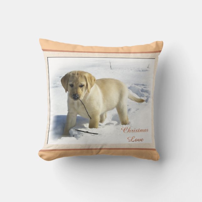 Labrador Retriever Christmas Throw Pillow (Front)