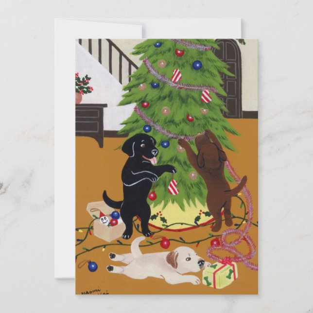 Labrador Retriever Christmas Tree Invitation (Front)