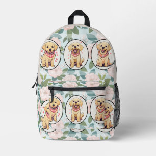Labrador Retriever classic flowers background Printed Backpack