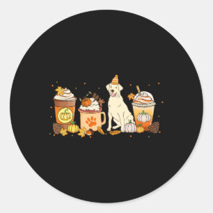 Labrador Retriever Coffee Pumpkin Spice Fall Thank Classic Round Sticker