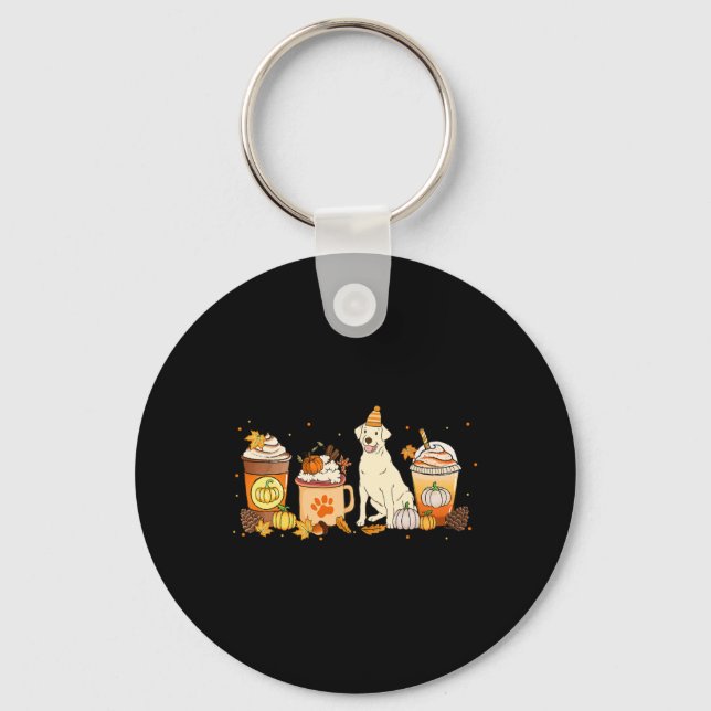 Labrador Retriever Coffee Pumpkin Spice Fall Thank Keychain (Front)
