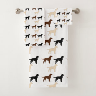labrador retriever colour silhouettes bath towel set