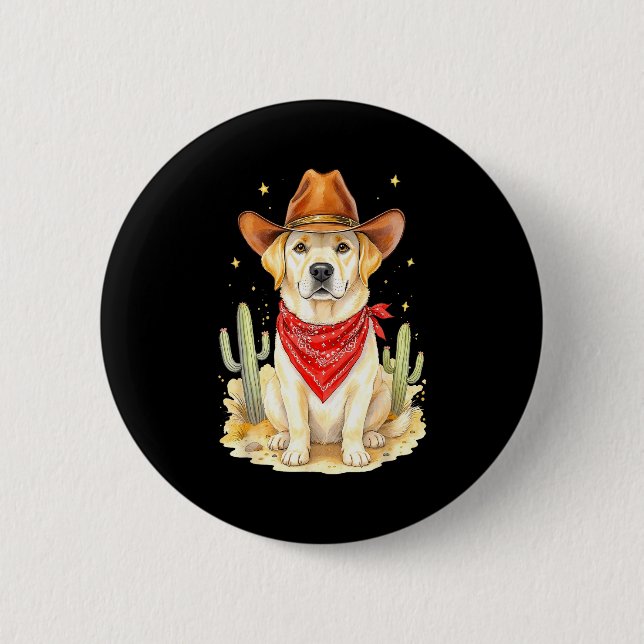 Labrador Retriever Cowboy Dog Western Llabrador Co 2 Inch Round Button (Front)