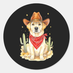 Labrador Retriever Cowboy Dog Western Llabrador Co Classic Round Sticker