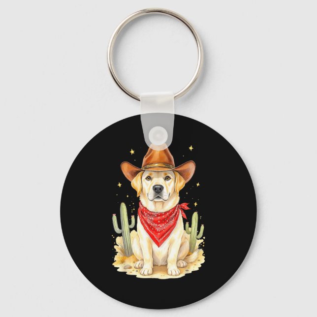 Labrador Retriever Cowboy Dog Western Llabrador Co Keychain (Front)