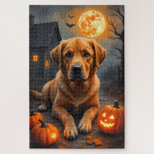 Labrador Retriever Cozy Halloween Portrait Art Jigsaw Puzzle