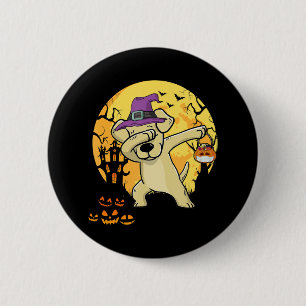 Labrador Retriever Dabbing Witch Pumpkin Funny Dog 2 Inch Round Button