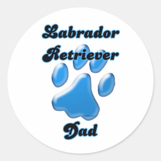 Labrador Retriever Dad Blue Pawprint  - Sticker (Front)