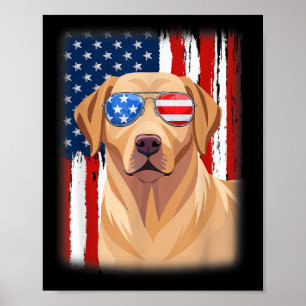 Labrador Retriever Dog America Flag 4th Of July Us Poster