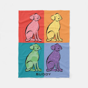 Labrador Retriever Dog Art Colour Blocks Name Fleece Blanket