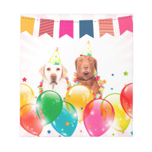 Labrador Retriever Dog Balloons Birthday Notepad