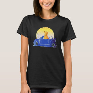 Labrador Retriever Dog Blue Car Sunset with Cute L T-Shirt