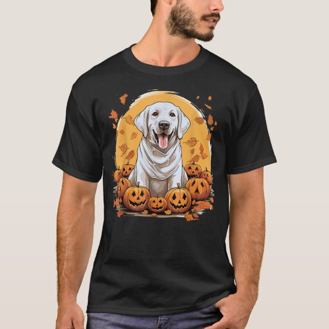Labrador Retriever Dog Breed Pet Halloween Pumpkin T-Shirt (Front)