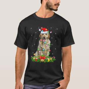 Labrador Retriever Dog Christmas Lights Funny Sant T-Shirt