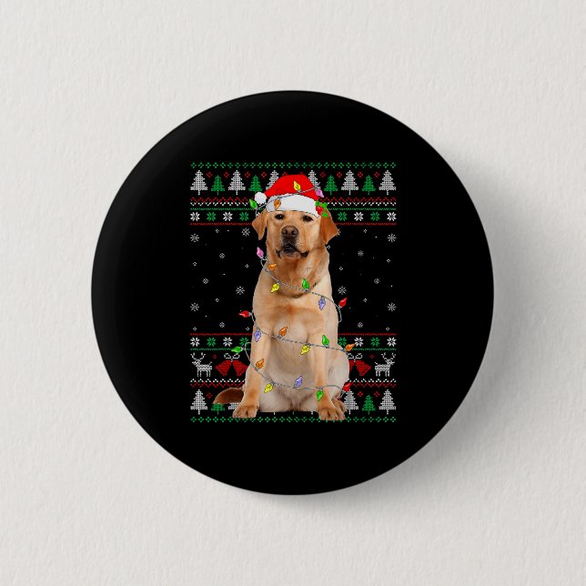 Labrador Retriever Dog Christmas Ugly Sweater Ligh 2 Inch Round Button (Front)