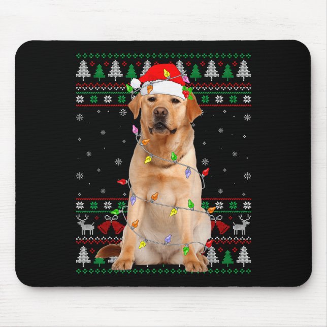 Labrador Retriever Dog Christmas Ugly Sweater Ligh Mouse Pad (Front)