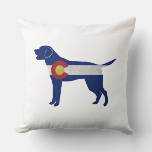 Labrador Retriever Dog Colorado Flag Silhouette Throw Pillow