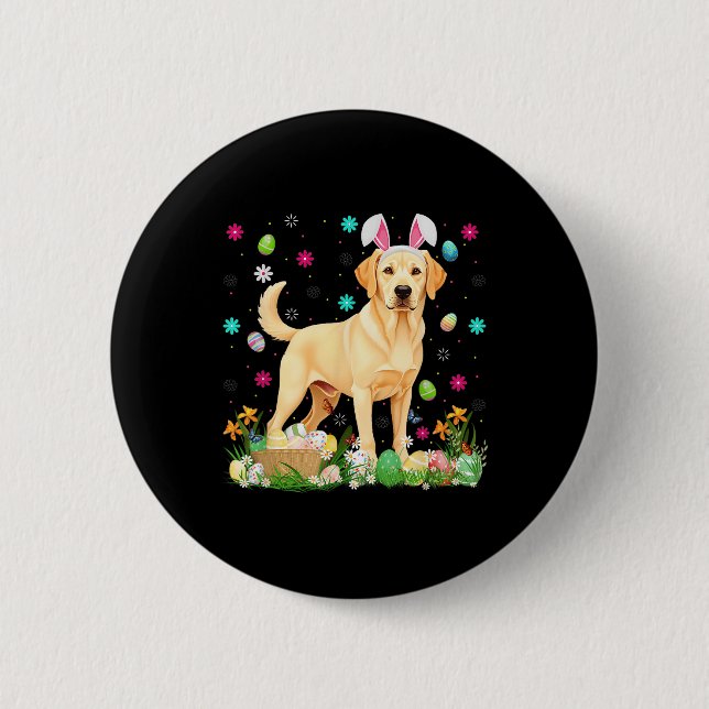 Labrador Retriever Dog Easter Egg Hunt Bunny Ear E 2 Inch Round Button (Front)