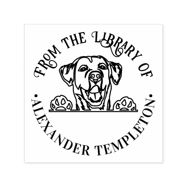 Labrador Retriever Dog Face #2 Library Book Name Self-inking Stamp (Design)