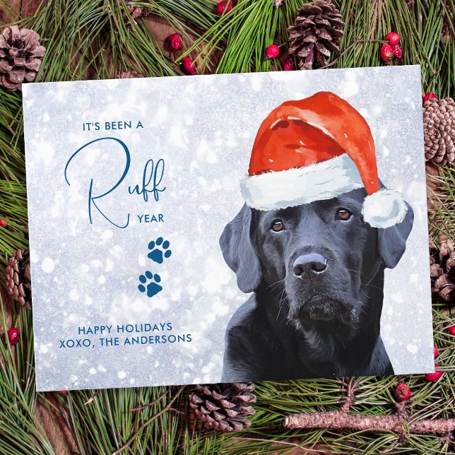 Labrador Retriever Dog Funny Ruff Year in Review Holiday Card (Creator Uploaded)