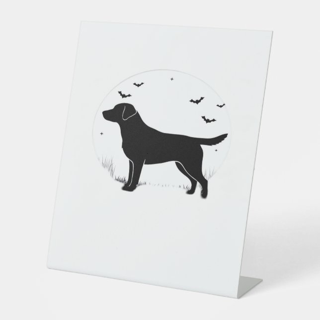Labrador Retriever Dog � Halloween Moon Silhouette Pedestal Sign (Front)