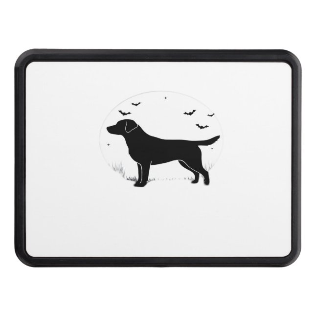Labrador Retriever Dog – Halloween Moon Silhouette Trailer Hitch Cover (Front)