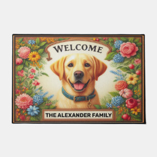 Labrador Retriever Dog Haven, Floral Chic Welcome Doormat
