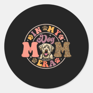 Labrador Retriever Dog In My Dog Mom Era Groovy Mo Classic Round Sticker