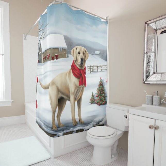 Labrador Retriever Dog in Snow Christmas (In Situ)