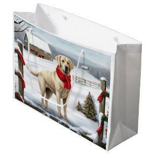 Labrador Retriever Dog in Snow Christmas Large Gift Bag