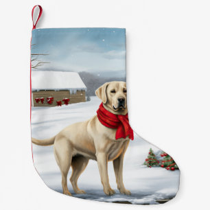 Labrador Retriever Dog in Snow Christmas Small Christmas Stocking