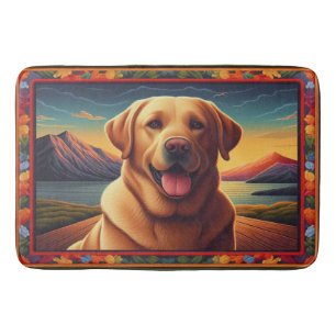 Labrador Retriever Dog Landscape Floral decorative Bath Mat