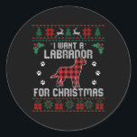 Labrador Retriever Dog Lover Gifts Ugly Christmas  Classic Round Sticker<br><div class="desc">Labrador Retriever Dog Lover Gifts Ugly Christmas Sweater</div>