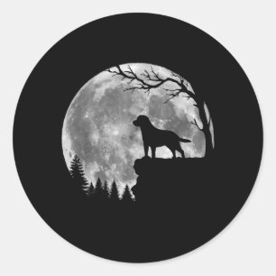 Labrador Retriever Dog Moon Silhouette Halloween Classic Round Sticker