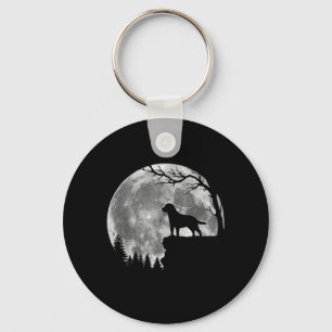 Labrador Retriever Dog Moon Silhouette Halloween Keychain