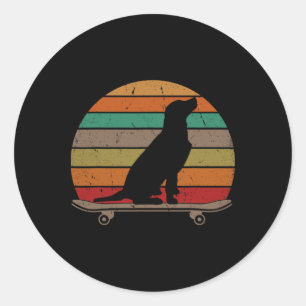 Labrador Retriever Dog On Skateboard Funny Skatebo Classic Round Sticker