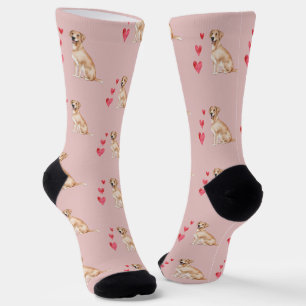 Labrador Retriever Dog Pattern on Pink Socks