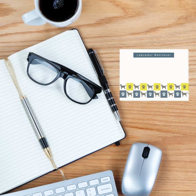 Labrador Retriever Dog & Paw Yellow & Blue Grids Post-it Notes (Creator Uploaded)