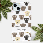 Labrador Retriever Dog Personalized iPhone 15 Mini Case<br><div class="desc">Watercolor painting of fun Labrador Retriever dogs,  perfect for pet lovers,  dog walkers,  dog groomers and veterinarians.  Change the name to customize.</div>